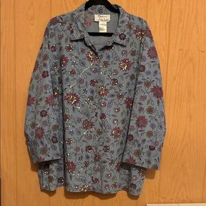 Delta Burke Purple Floral Blouse